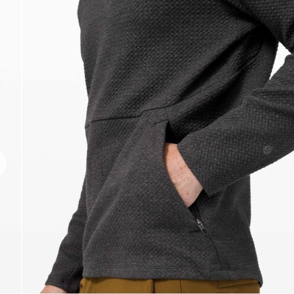 Lululemon At Ease Crew Sweatshirt Pullover Heathered Black Gray Mens L Textured - Picture 4 of 13